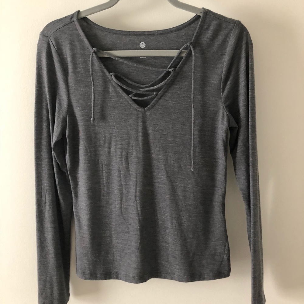 Long Sleeve Lace Up Shirt
